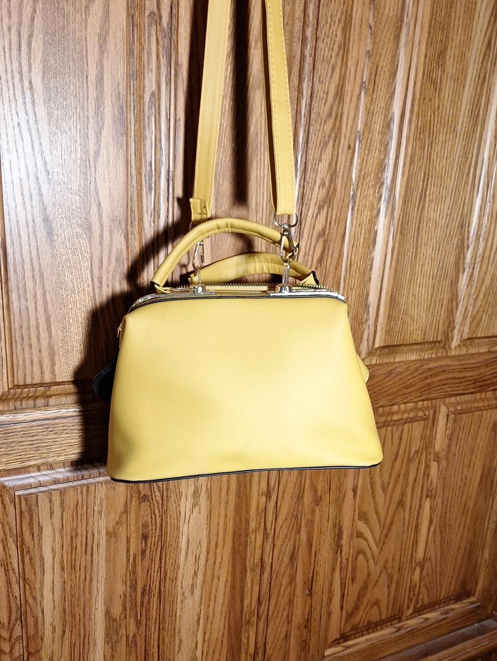 Yellow Floral Embroidered Crossbody Handbag